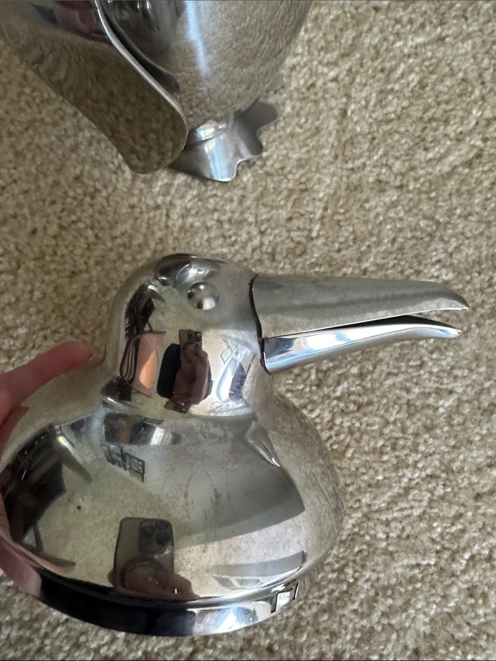 Mid Century Modern Vintage Stainless Steel Penguin Ice Bucket